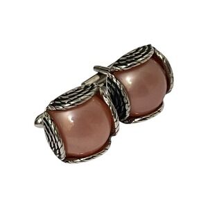 Moonglow Lucite Swank Cufflinks Rose Pink Vintage 1960s Silver Tone